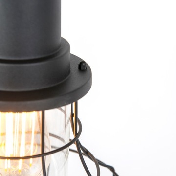 Wiejska lampa wisząca zewnętrzna czarna - Moren