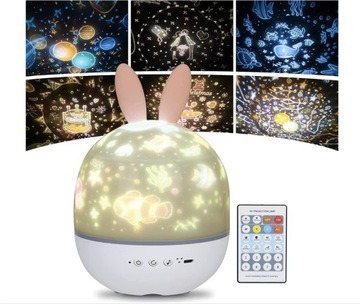 PROJEKTOR GWIAZD 2W1 STAR LED LAMPKA NOCNA KRÓLIK