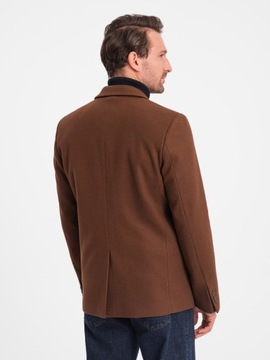 Мужская повседневная куртка на пуговицах шоколадно-коричневого цвета V1 OM-BLZB-0118 XXL