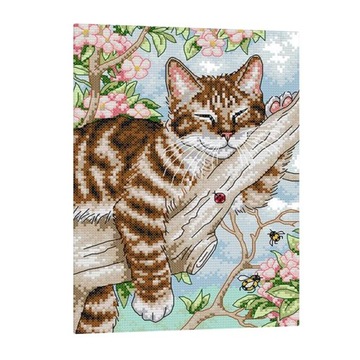 Zestaw do haftu krzyżykowego z kotem 11CT liczony dla początkujących DIY 27×39cm 11CT