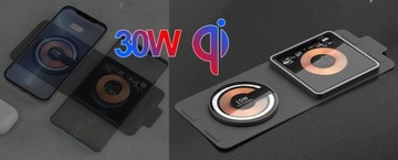 БЫСТРОЕ БЕСПРОВОДНОЕ МАГНИТНОЕ ЗАРЯДНОЕ УСТРОЙСТВО 2в1 30ВТ