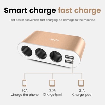 Разветвитель гнезда прикуривателя B08 - 3 розетки + 2xUSB - 3,1А 120Вт с дисплеем