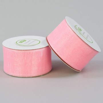 tasiemka wstążka szyfonowa organza j. różowa 38mm