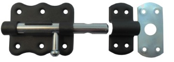 ЗАЩЕЛКА КРУГЛАЯ ДЛЯ ВОРОТ 80ММ, ЧЕРНЫЙ НАВЕСНОЙ ЗАМОК