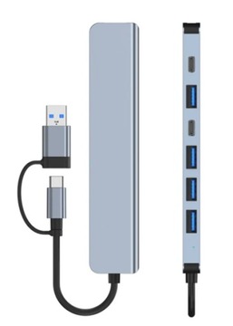 HUB Адаптер USBC Док-станция 7 в 1 USB 3.0x1 USB C Зарядка x2 USB 2.0x4
