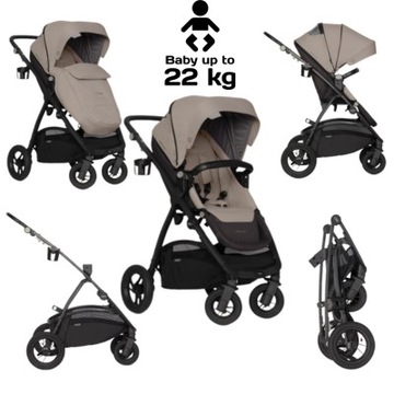 WÓZEK SPACEROWY EASYGO OPTIMO TAUPE LEKKI PRZEKŁADANE SIEDZISKO + AKCESORIA