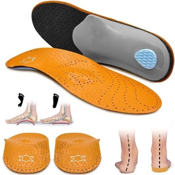 Стельки для обуви от плоскостопия, вальгусной супинации, ортопедические, КОЖАНЫЕ