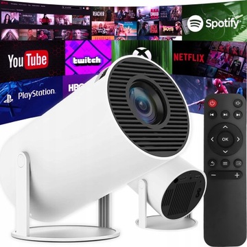 PROJEKTOR RZUTNIK ANDROID TV WIFI FULL HD PRZENOŚNY SMART GŁOŚNIK OBROTOWY