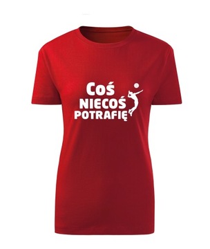 Koszulka T-shirt damska D592 COŚ NIECOŚ POTRAFIĘ SIATKA czerwona rozm XXL