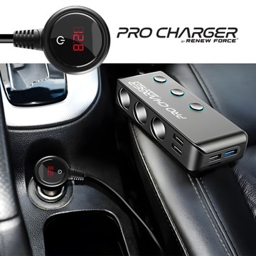 MOCNY ROZDZIELACZ GNIAZDA ZAPALNICZKI SAMOCHODOWEJ 12-24V 4xUSB QC PD 120W