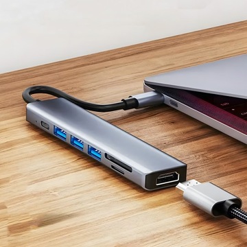 HUB ADAPTER ROZDZIELACZ USB-C 7W1 HDMI USB C 3.0 KART SD MICRO 100W 4K