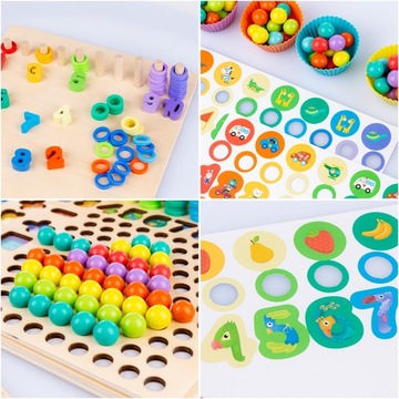 ДЕРЕВЯННЫЕ ПАЗЛЫ ШАРИКИ БУСЫ ПАЗЛ МОЗАИКА