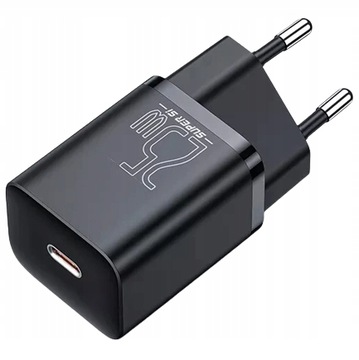 BASEUS SZYBKA ŁADOWARKA SIECIOWA DO TELEFONU USB-C TYP-C 25W PD QC 3.0 AFC