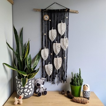 ловец снов бежевый макраме украшение листья перья