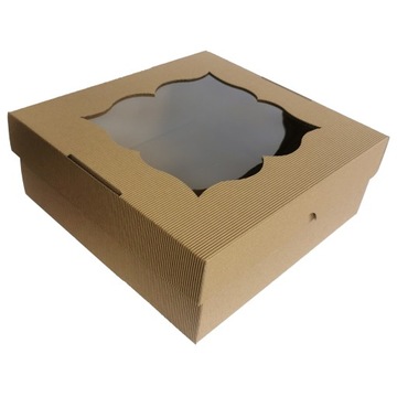 PUDEŁKO PREZENTOWE z tektury falistej 20x20x7 cm OKIENKO
