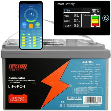 Akumulátor 12V 100AH LiFePO4 Bms Pro Loď Kampera Panelů Fotovoltaika