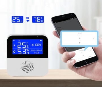 Датчик температуры влажности яркий ЖК-зонд Wi-Fi TUYA