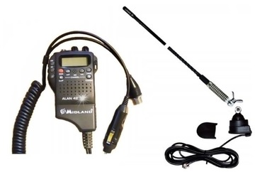 RADIO CB MIDLAND ALAN 42 DS + ANTENA MONTAŻOWA SIRIO T3-27 + UCHWYT BAGAŻNI