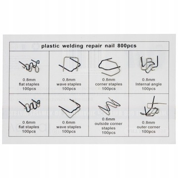 СТЕПЛЕРЫ ДЛЯ СВАРКИ ПЛАСТИКА НАБОР СТЕПЛЕРОВ 8 ТИПА 800 ЭЛ. + СВАРНОЙ КОРПУС