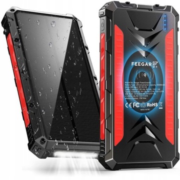 PowerBank Feegar 36000mah 4xUSB 20W Solarny Indukcyjny