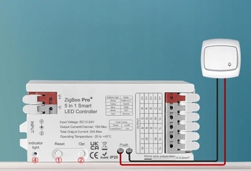 Inteligentny Kontroler LED 5w1 Wysoka moc 20A ZigBee + RF seria GL HUE TUYA