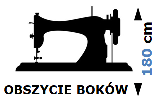 Usługa obszycia 2 boków firany o wys. 180cm