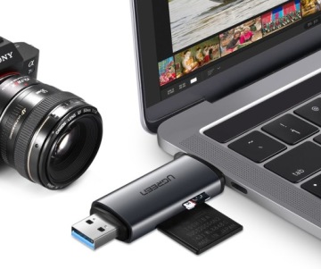 АЛЮМИНИЕВЫЙ АДАПТЕР UGREEN USB 3.0 USB-C СЧИТЫВАНИЕ КАРТ ПАМЯТИ SD MICROSD P&P