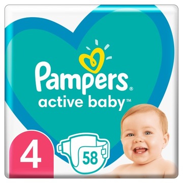 Pieluszki Pieluchy Pampers Active Baby 4 58 szt.