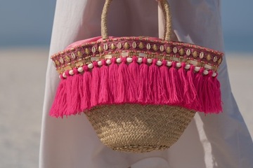 KOSZYK TOREBKA MODEL BALI PINK FRINGE