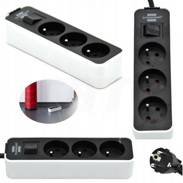 LISTWA ZASILAJĄCA PRZEDŁUŻACZ ELEKTRYCZNY 3 GNIAZDOWY KABEL 1,5m ECOLOR