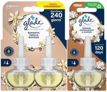 GLADE zapas ROMANTIC VANILLA duo 2x20ml + Sandalwood & Jasmin 20ml MIX