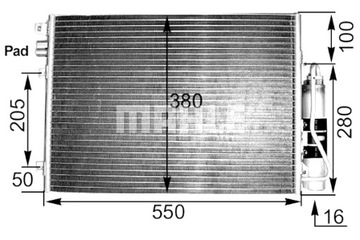 MAHLE KONDENZÁTOR KLIMATIZACE NISSAN KUBISTAR RENAULT CLIO II KANGOO