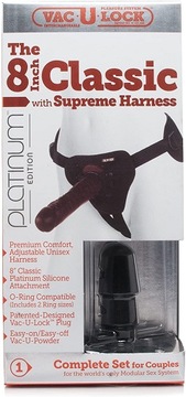 Dildo strap-on uprząż DOC JOHNSON PLATINUM CLASSIC zestaw dildo + uprząż