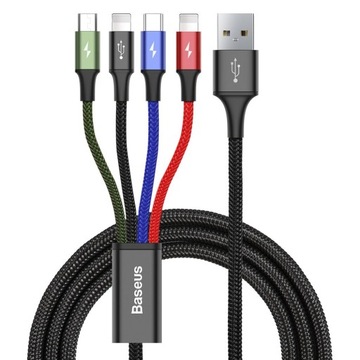 BASEUS KABEL PRZEWÓD DO iPHONE 4W1 USB - 2X LIGHTNING MICRO TYPE-C + RYSIK