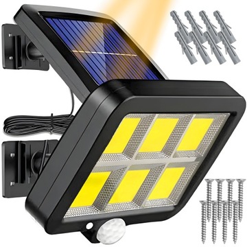 MOCNA LAMPA SOLARNA LED CZUJNIK RUCHU ZMIERZCHU OSOBNY PANEL
