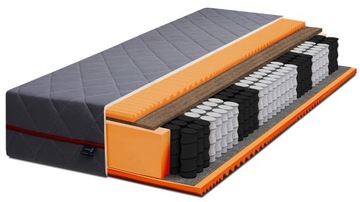 Materac 140x200 KOKOS masujący GREY 24cm 7 stref