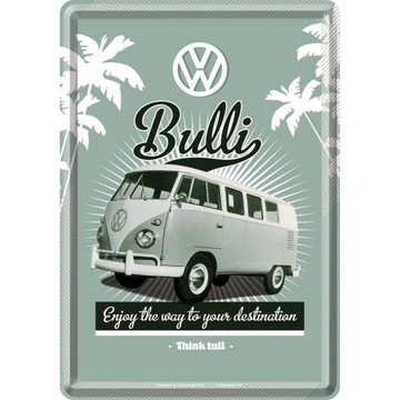 Pocztówka metalowa VW Retro Bulli Bus Samba