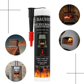 Силиконовый огнезащитный герметик для каминов Bauhus 280 мл черный 1500°C