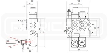 2-СЕКЦИОННЫЙ ГИДРАВЛИЧЕСКИЙ РАСПРЕДЕЛИТЕЛЬ, 40Л, 1-СТОРОННЯЯ ЗАЩЕЛКА ДЛЯ БАДЕСТНОСТИ ДВИГАТЕЛЯ