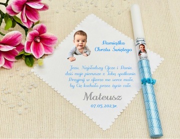 Халат и крестильная свеча с фото.