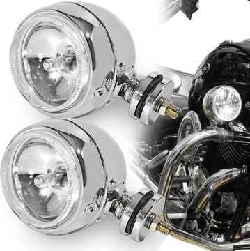 Halogeny LIGHTBARY CHROMOWANE lightbar na gmole + wyłącznik na kierownice