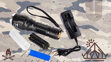 Latarka Taktyczna LED CREE XML-T6 - ZOOM Z AKUMULATOR 5 TRYBÓW DUŻY ZASIĘG