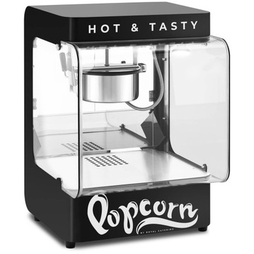 MASZYNA DO POPCORNU CZARNA SZKLANA WITRYNA 1,2 L 4-5 kg/h SZUFELKA MIARA