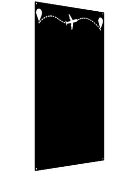 Tablica NA MAGNESY Z PODRÓŻY METALOWA Czarna LOFT Przykręcana Samolot