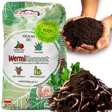 NAWÓZ WERMIKOMPOST OD DŻDŻOWNIC HUMUS BIOHUMUS ZIEMIA OGRODOWA OBORNIK