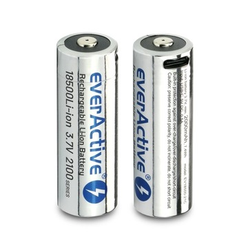 EverActive 18500 Литий-ионный аккумулятор 3,7 В, 2100 мАч USB-C с защитой BOX