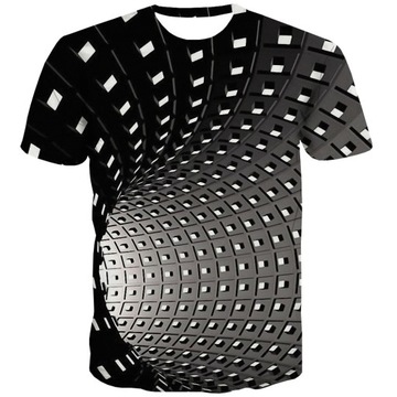 MĘSKA KOSZULKA T-SHIRT nadruk 3D TUNEL ILUZJA L