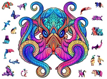 Puzzle Drewniane Premium Układanka dla dorosłych Ośmiornica XXL Zwierzęta