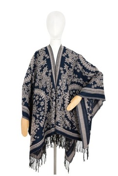 Ciepłe eleganckie ponczo damskie Chic paisley z motywem Paisley sz23448-2
