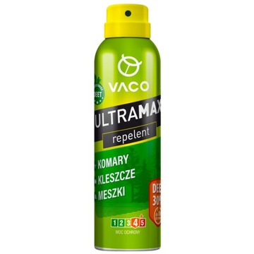 SPRAY NA KOMARY I KLESZCZE ODSTRASZACZ KOMARÓW 170ml ULTRAMAX VACO